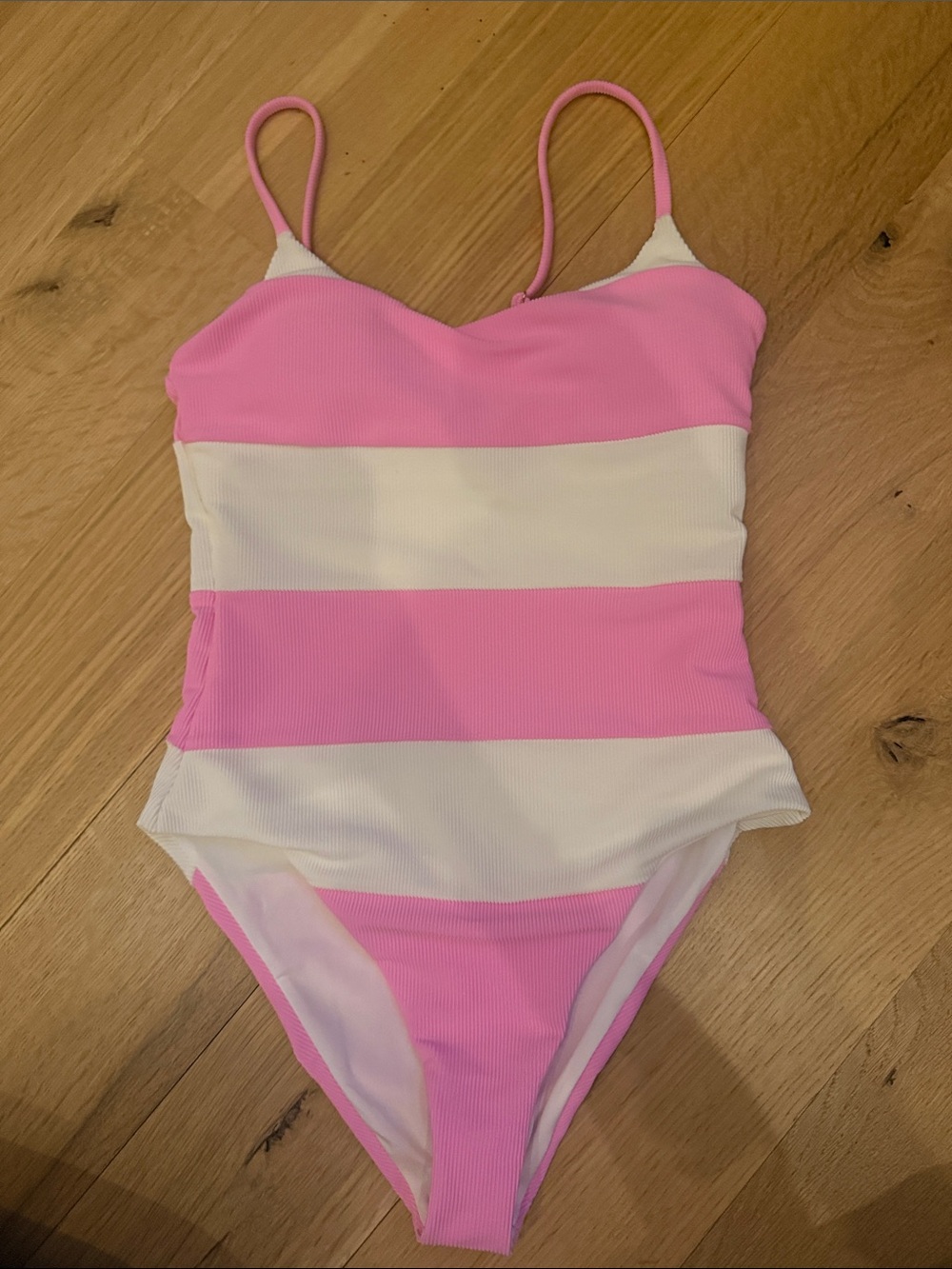 Beach Riot Pink & White Striped Kids One-Piece Swimsuit